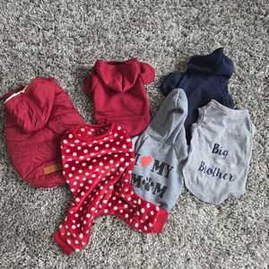 Bundle Of Dog Clothes Hoodies, Jacket, Pajamas, Shirt For Small Dogs